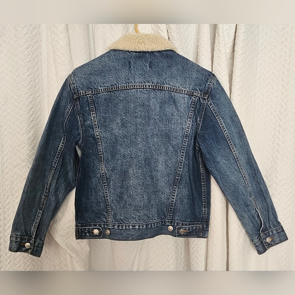 Unveil Faux Wool Sherpa Collar Denim Buttoned Jacket SZ XS - Picture 8 of 9